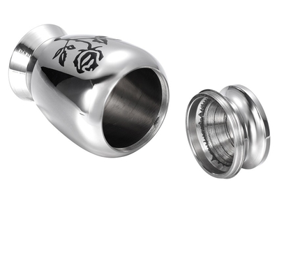 Sustainable 316L Stainless Steel Cremation Urn for Memorial Jewelry Engraved Flower