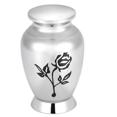 Sustainable 316L Stainless Steel Cremation Urn for Memorial Jewelry Engraved Flower