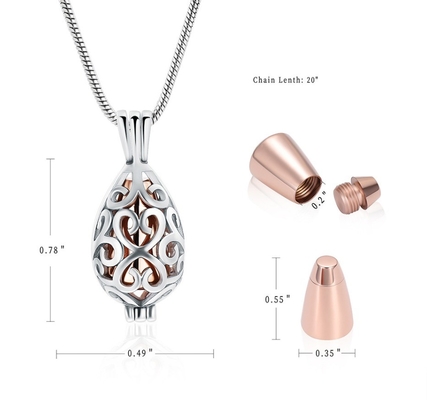 Inlay technology CNC Always in my heart Hollow Teardrop Necklace for Loved One's Ashes