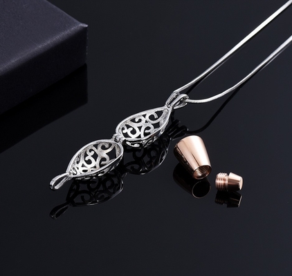 Inlay technology CNC Always in my heart Hollow Teardrop Necklace for Loved One's Ashes
