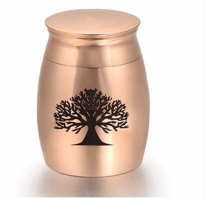 Tree of Life Large 40mm Height Rose Gold Stainless Steel Cremation Jewelry Ash Urn