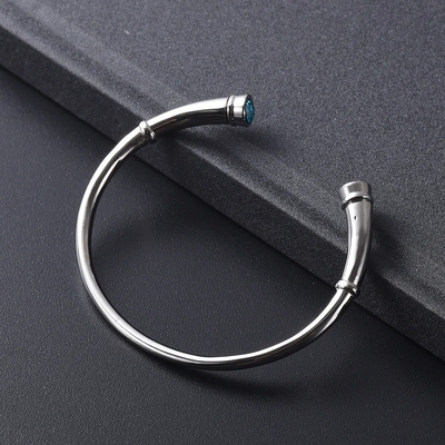 Stainless Steel Double End Open Cremation Souvenir Bracelet for Ashes Memorial Bangle