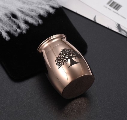 Tree of Life Large 40mm Height Rose Gold Stainless Steel Cremation Jewelry Ash Urn