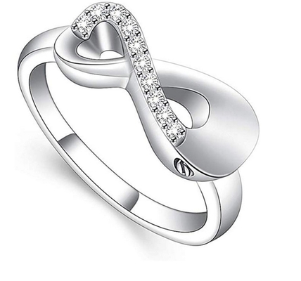 Crystal Infinity Cremation Ring for Ashes Holder Keepsake Jewelry Pet/Human Urn Memorial Finger Ring Cluster Rings
