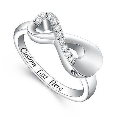 Crystal Infinity Cremation Ring for Ashes Holder Keepsake Jewelry Pet/Human Urn Memorial Finger Ring Cluster Rings