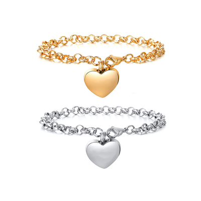Stainless Steel Round Pearl Chain Bracelet Heart-Shaped Open Memorial Ashes Bracelet