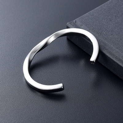 Excellent Stainless Steel Twisted Plain Cremation Urn Bangle For Ashes Memorialization
