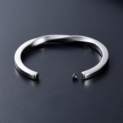 Excellent Stainless Steel Twisted Plain Cremation Urn Bangle For Ashes Memorialization