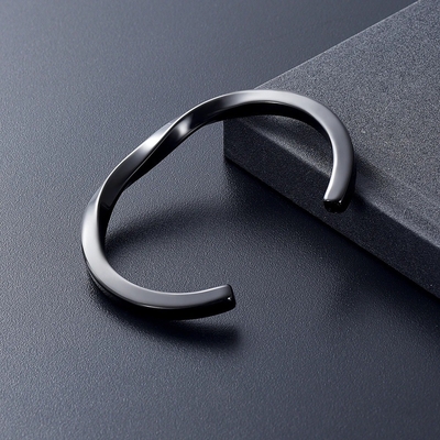 Excellent Stainless Steel Twisted Plain Cremation Urn Bangle For Ashes Memorialization