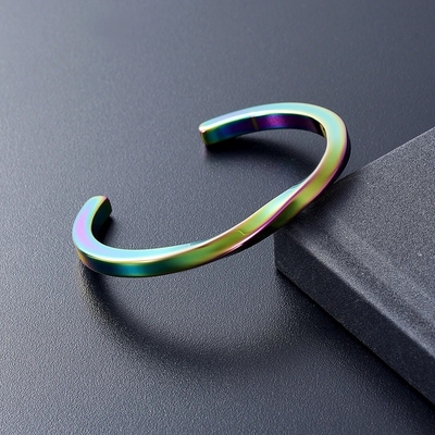 Excellent Stainless Steel Twisted Plain Cremation Urn Bangle For Ashes Memorialization