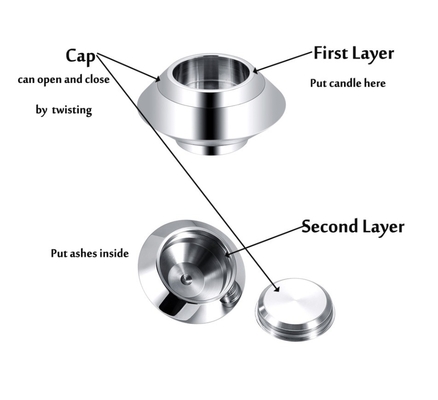 316L Stainless Steel Candlestick Urn for Human/Pet Ashes Cremation Locket Free Engrave