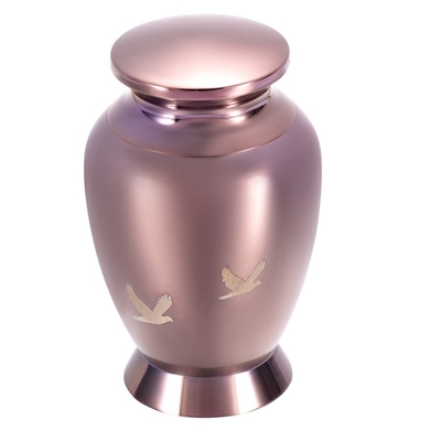 Women's Coffee Gold Cremation Urn with Bird Engraved Small Adult/Pet Memorial Casket Keepsake Stainless Steel Jewellery