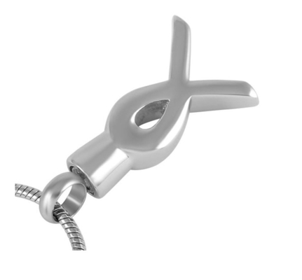 Blank Ribbon Pendant Stainless Steel Cremation Jewelry Stylish Urn for Human/Pet Ashes