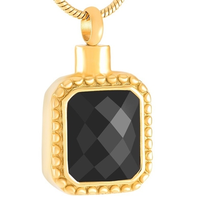 Square Silver Gold Rose Gold Color Cremation Jewelry For Ashes Keepsake Urn Necklace Women Men Memorial Jewelry Pendant With Rhinestone