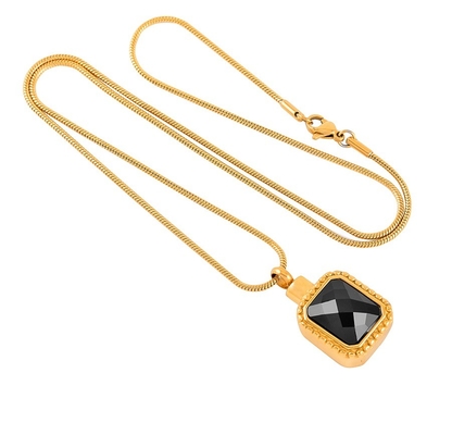 Square Silver Gold Rose Gold Color Cremation Jewelry For Ashes Keepsake Urn Necklace Women Men Memorial Jewelry Pendant With Rhinestone