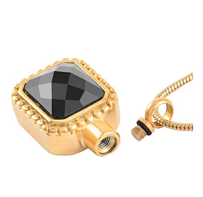 Square Silver Gold Rose Gold Color Cremation Jewelry For Ashes Keepsake Urn Necklace Women Men Memorial Jewelry Pendant With Rhinestone