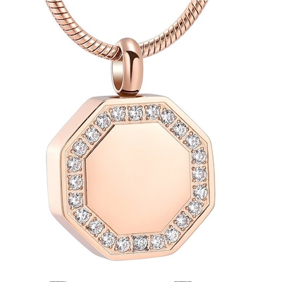 CNC Inlay Technology Stainless Steel Urn Necklace for Human Pet Ashes Funeral Memorial