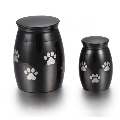 Pet Cremation Jewelry Funeral Urn for Ashes and Hair Keepsake Engravable Black Mini Urn