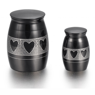 Pet Cremation Jewelry Funeral Urn for Ashes and Hair Keepsake Engravable Black Mini Urn