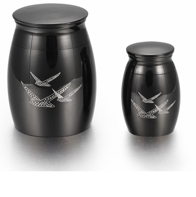 Pet Cremation Jewelry Funeral Urn for Ashes and Hair Keepsake Engravable Black Mini Urn