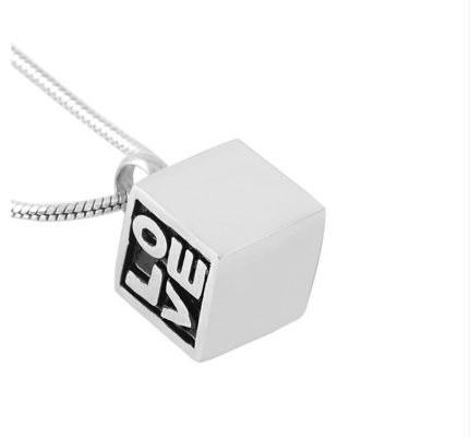 Stainless Steel Jewelry Mini Locket Souvenir Cube Necklace for Pet and Human Memorial
