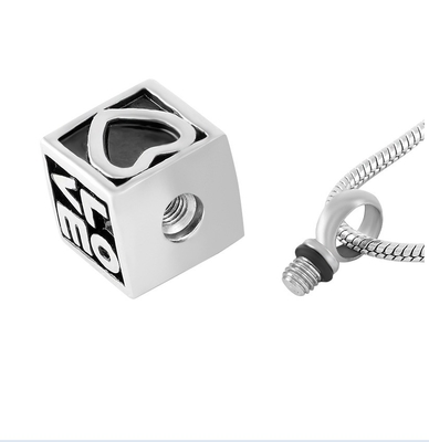 Stainless Steel Jewelry Mini Locket Souvenir Cube Necklace for Pet and Human Memorial