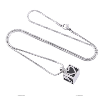 Stainless Steel Jewelry Mini Locket Souvenir Cube Necklace for Pet and Human Memorial
