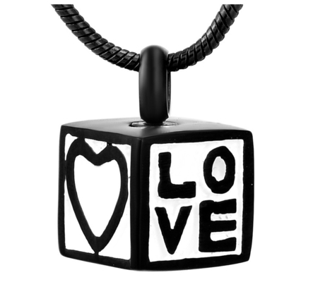 Stainless Steel Jewelry Mini Locket Souvenir Cube Necklace for Pet and Human Memorial