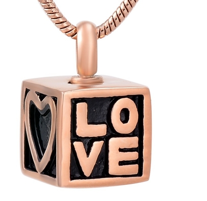 Stainless Steel Jewelry Mini Locket Souvenir Cube Necklace for Pet and Human Memorial
