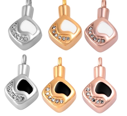 Crystal Square Silver Pendant Necklace for Women Cremation Jewelry Ashes Keepsake