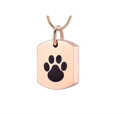Excellent Crystal in Square Silver Pendant Necklace with Dog and Cat Charms Ashes Keepsake