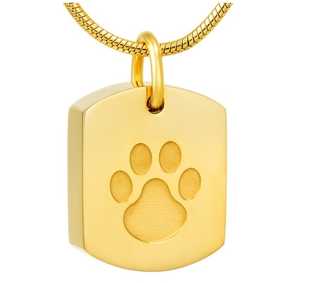 Excellent Crystal in Square Silver Pendant Necklace with Dog and Cat Charms Ashes Keepsake