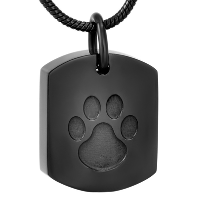 Excellent Crystal in Square Silver Pendant Necklace with Dog and Cat Charms Ashes Keepsake