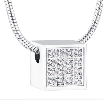 Vintage Crystal Inlay Luck Cube Pendant Urn Necklace A Symbol of Love for Your Loved One