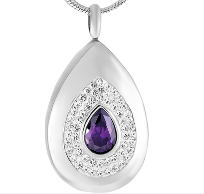 Excellent Water Drop Cremation Pendant Stainless Steel Tear Drop Crystal Ashes Holder