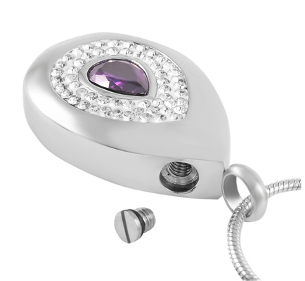 Excellent Water Drop Cremation Pendant Stainless Steel Tear Drop Crystal Ashes Holder