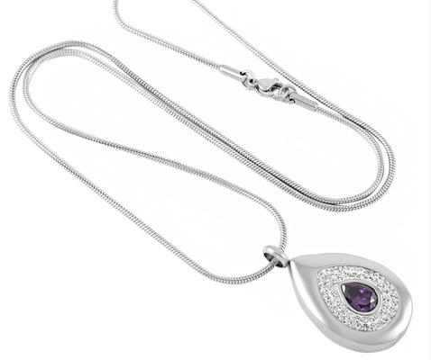 Excellent Water Drop Cremation Pendant Stainless Steel Tear Drop Crystal Ashes Holder