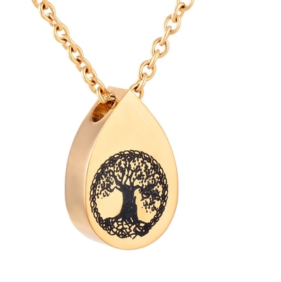 Tree Of Life Water Drop Stainless Steel Memorial Urn Necklace Pendants or Charms Type