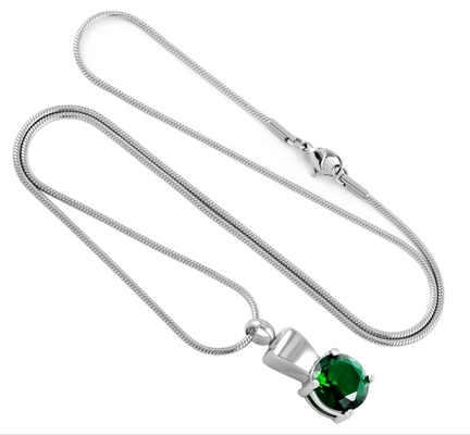 Children's Crystal Cremation Pendant for Ashes Stainless Steel Memorial Keepsake Jewelry
