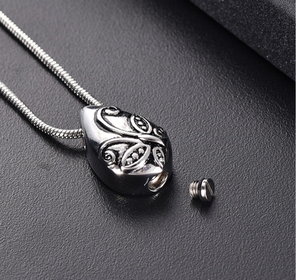 Jewelry Type Butterfly Carved Teardrop Stainless Steel Cremation Pendant for Memorial