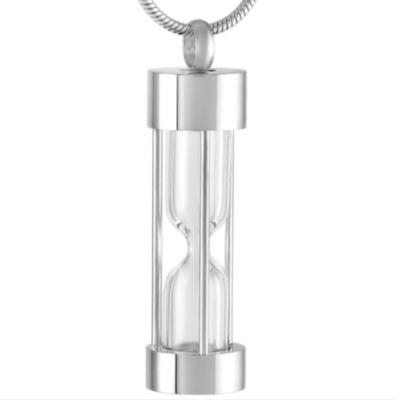Hourglass Cylinder Cremation Pendant Stainless Steel Memorial Ashes Necklace for Women