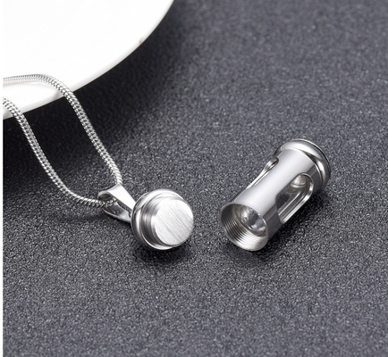 Stainless Steel Cylinder Glass Bullet Cremation Pendant for Ashes Memorial Necklace