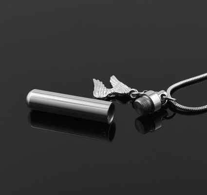 CNC Inlay Technology Angel Wing Perfume Bottle Pendant Stainless Steel Necklace for Men