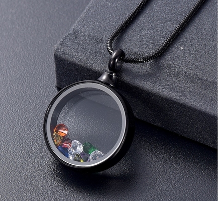 Birthstone Inside Glass Memorial Pendant Necklace Women's Cremation Jewelry for Ashes