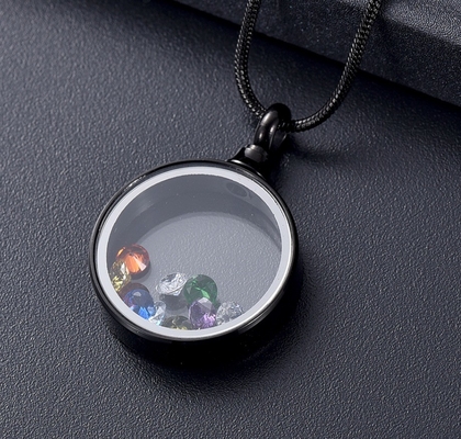 Birthstone Inside Glass Memorial Pendant Necklace Women's Cremation Jewelry for Ashes