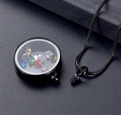 Birthstone Inside Glass Memorial Pendant Necklace Women's Cremation Jewelry for Ashes