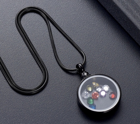 Birthstone Inside Glass Memorial Pendant Necklace Women's Cremation Jewelry for Ashes