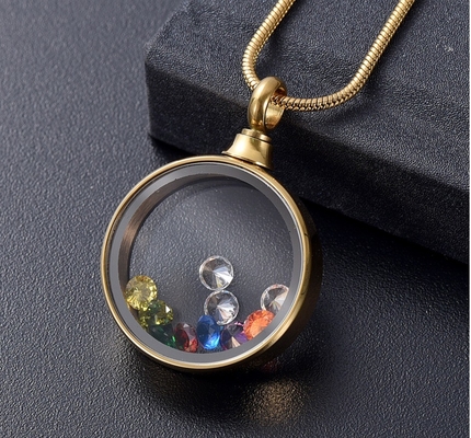 Birthstone Inside Glass Memorial Pendant Necklace Women's Cremation Jewelry for Ashes