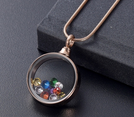 Birthstone Inside Glass Memorial Pendant Necklace Women's Cremation Jewelry for Ashes