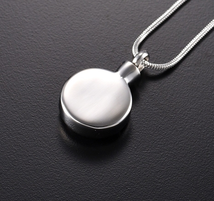 Round Stainless Steel Cremation Jewelry For Ashes Pendant OEM Plating Free Engrave